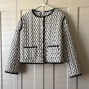 H&M Cream Quilted Jacket with Black Trim